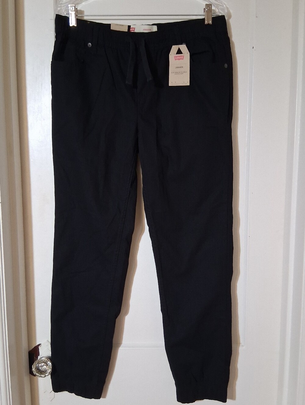 Levi's Black Pull-On Drawstring Jogger Pants Boys Large Husky Elastic Ankle NWT